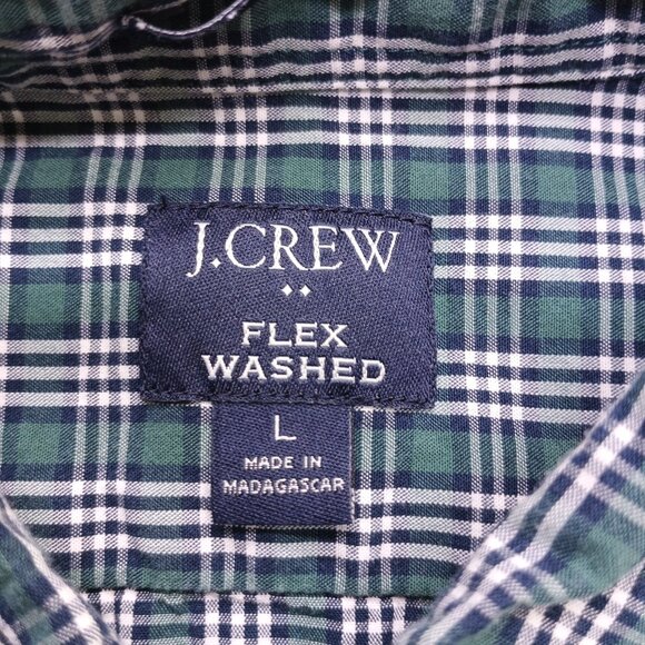 J.Crew Green Plaid Flex Washed Shirt L Classic Ivy Collegiate Preppy - Picture 9 of 9